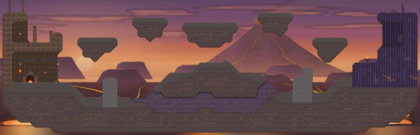 Lava Ridge: a dark volcanic map with a glowing volcano and lava below