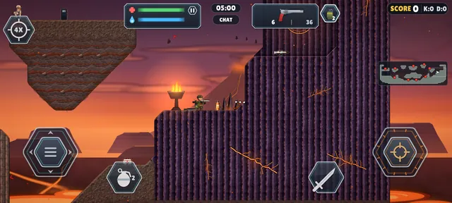 Gameplay on Lava Ridge under an orange sky